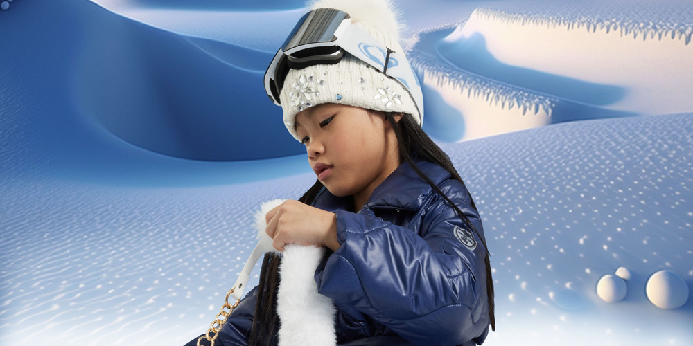 Ubranka świateczne dla dziewczynki Monnalisa St Moritz - granatowy płaszcz dziewczęcy